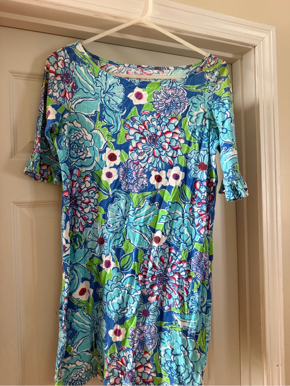 Lilly Pulitzer Multicolor Floral Logo Tee — Pink Blue Green